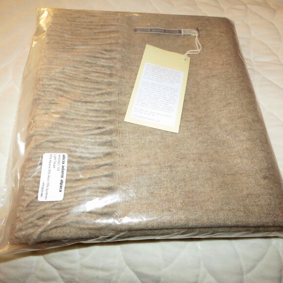 New With Tags Alicia Adams Alpaca Patmos Throw 51" x 71" Light Taupe MSRP: $495 - Picture 5 of 9